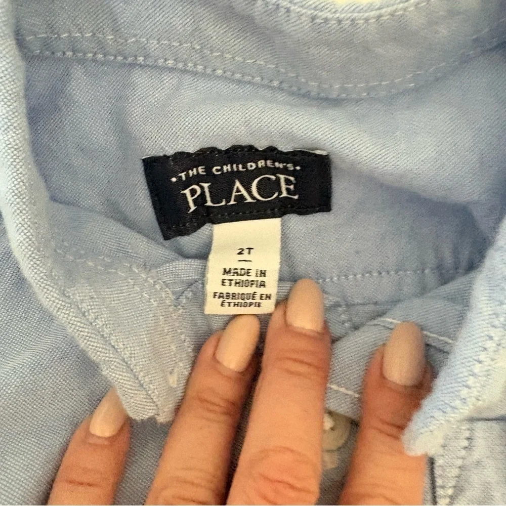 The Children's Place Boys Light Blue Cotton Button Down Shirt